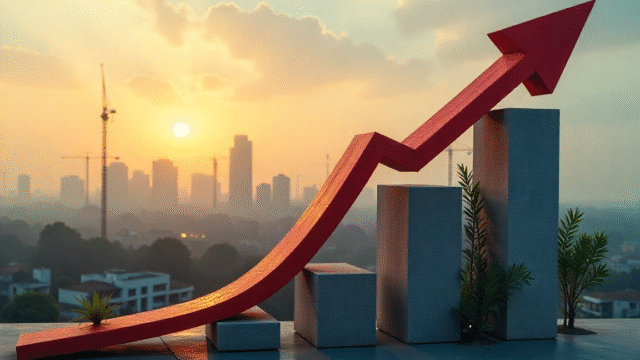 Private equity growth concept showing an upward arrow and bar chart symbolizing strong investment returns and market expansion
