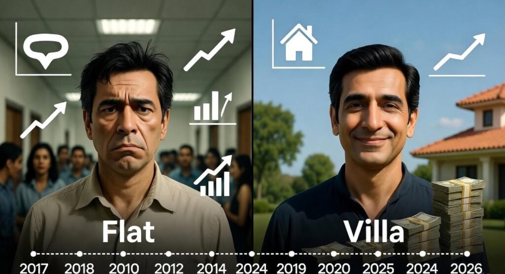 Flat vs Villa comparison showing differences in housing market growth, returns, and buyer satisfaction