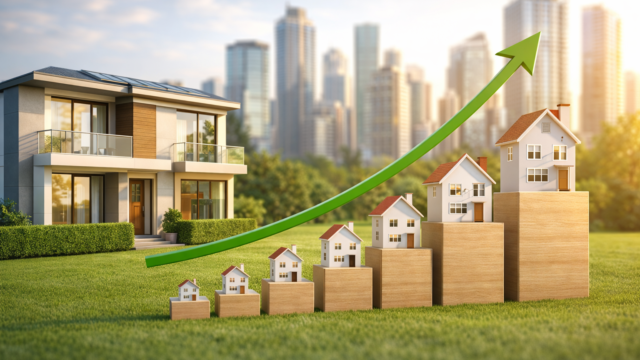 A wide-angle shot of a premium residential gated community in Chennai, featuring modern multi-story apartments and lush landscaped gardens, representing the 2026 property investment boom in OMR and Porur.